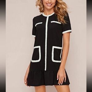 Shein Chic Black Dress with White Accents